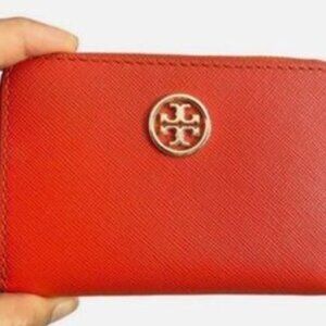 Leather Tory Burch Vibrant Orange Leather Wallet